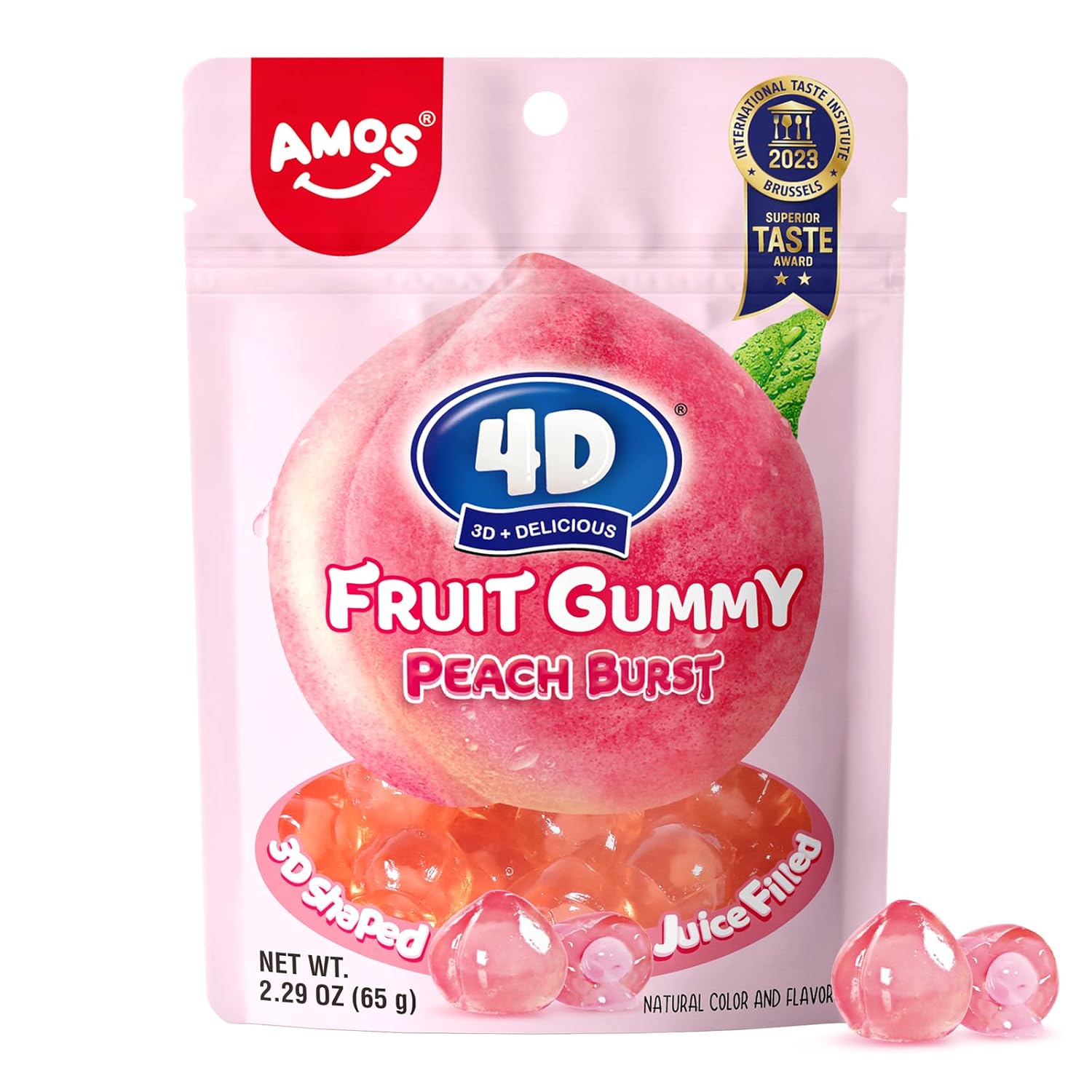 Amos 4D Fruit Gummy Peach Brust 65g-SNACK SHOP AUSTRIA-SNACK SHOP AUSTRIA