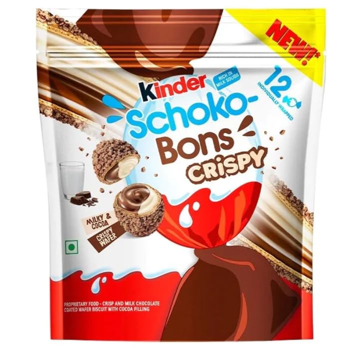 Kinder Schoko-Bons Crispy - 12 Stück Beutel 67,2g-SNACK SHOP AUSTRIA-SNACK SHOP AUSTRIA