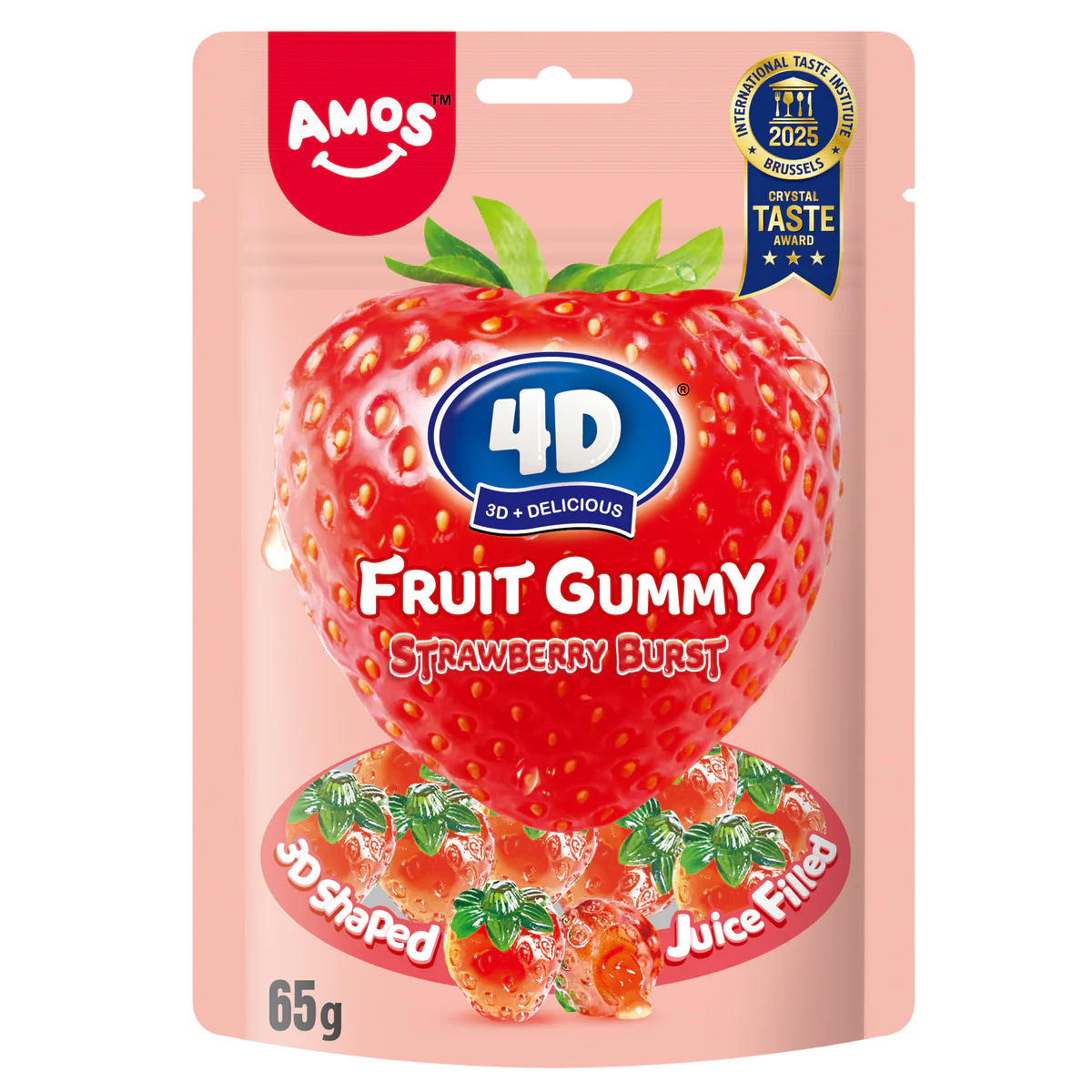 Amos 4D Fruit Gummy Strawberry Burst 65g-SnackShop-SNACK SHOP AUSTRIA