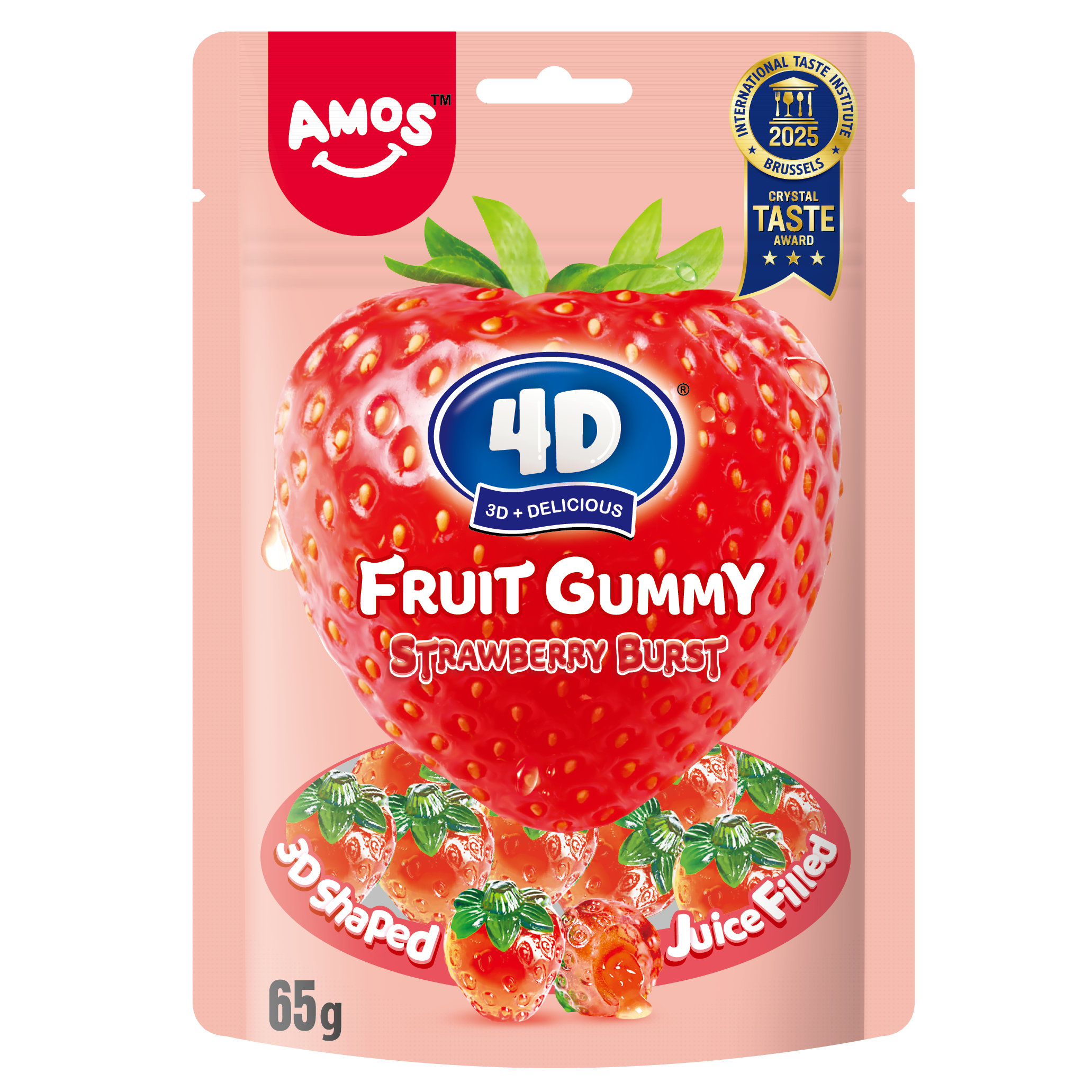 Amos 4D Fruit Gummy Strawberry Brust 65g-SNACK SHOP AUSTRIA-SNACK SHOP AUSTRIA