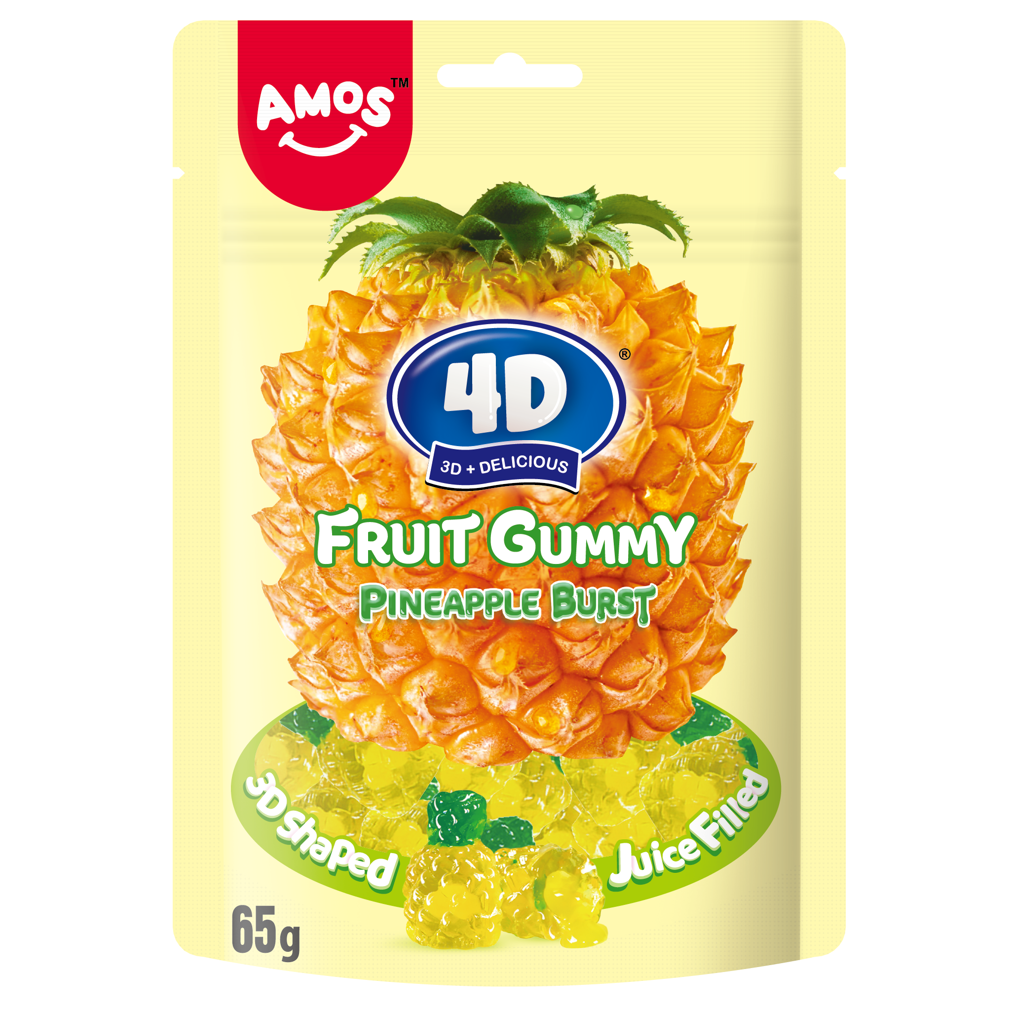 Amos 4D Fruit Gummy Pineapple Brust 65g-SNACK SHOP AUSTRIA-SNACK SHOP AUSTRIA
