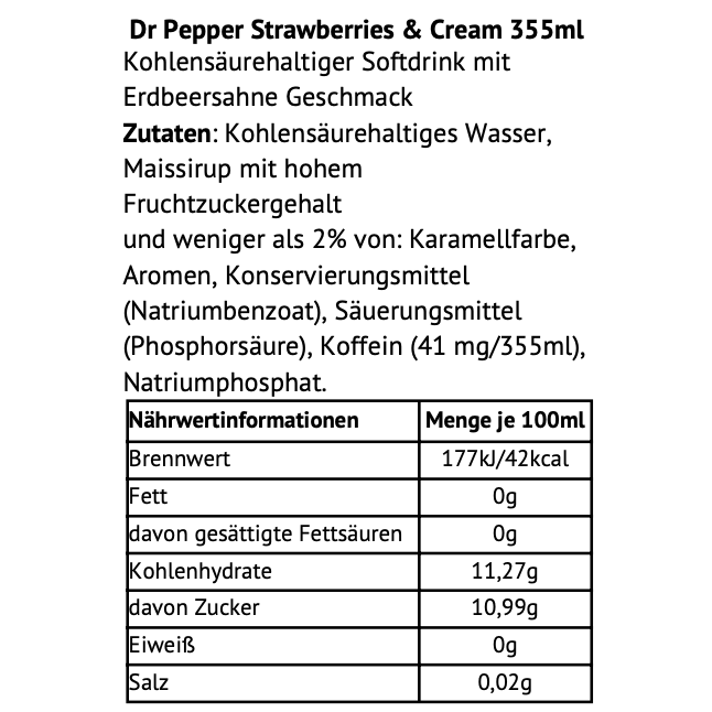 Dr Pepper Strawberries & Cream USA 355ml-SNACK SHOP AUSTRIA-SNACK SHOP AUSTRIA