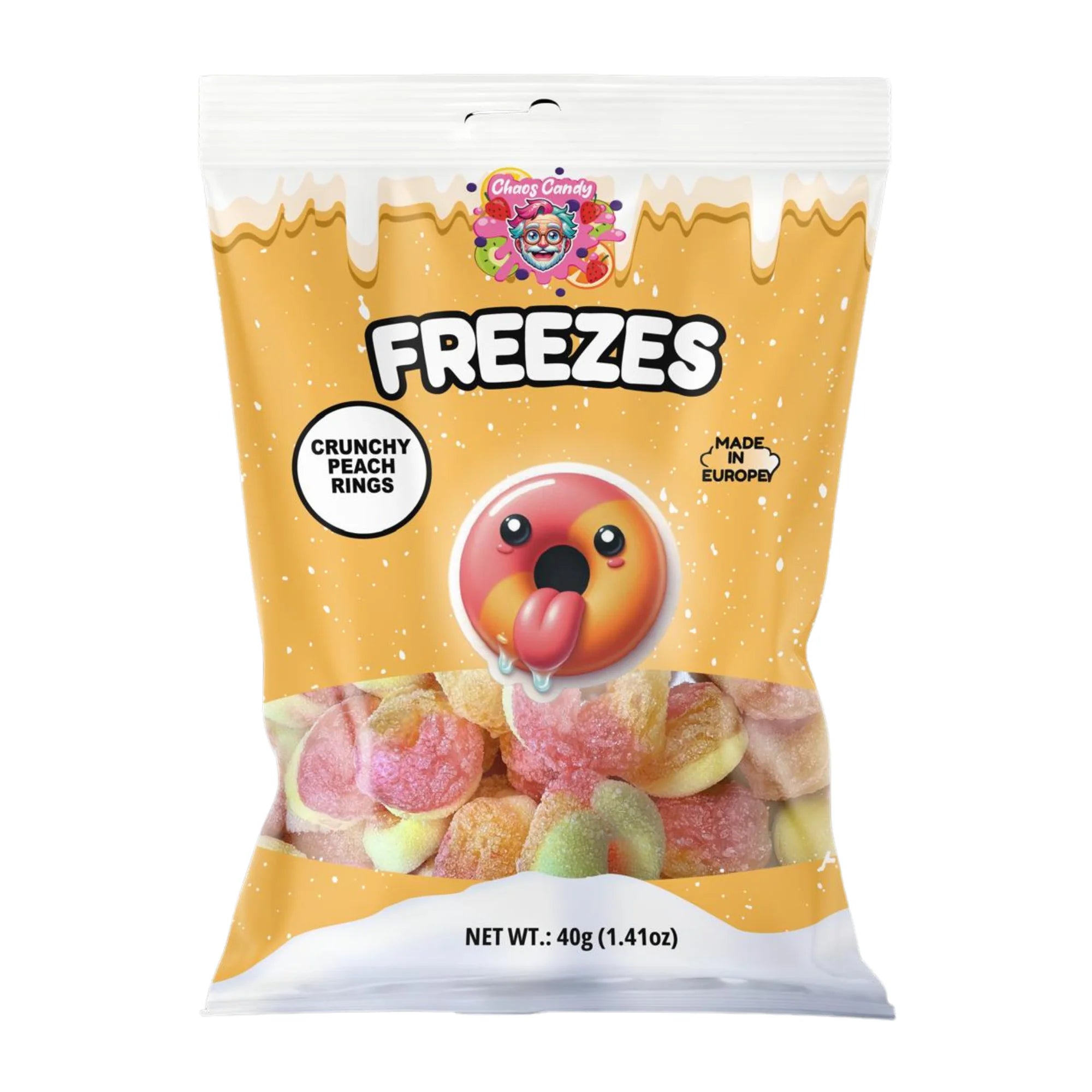 Chaos Candy Crunchy Peach Rings 40g - SNACK SHOP AUSTRIA